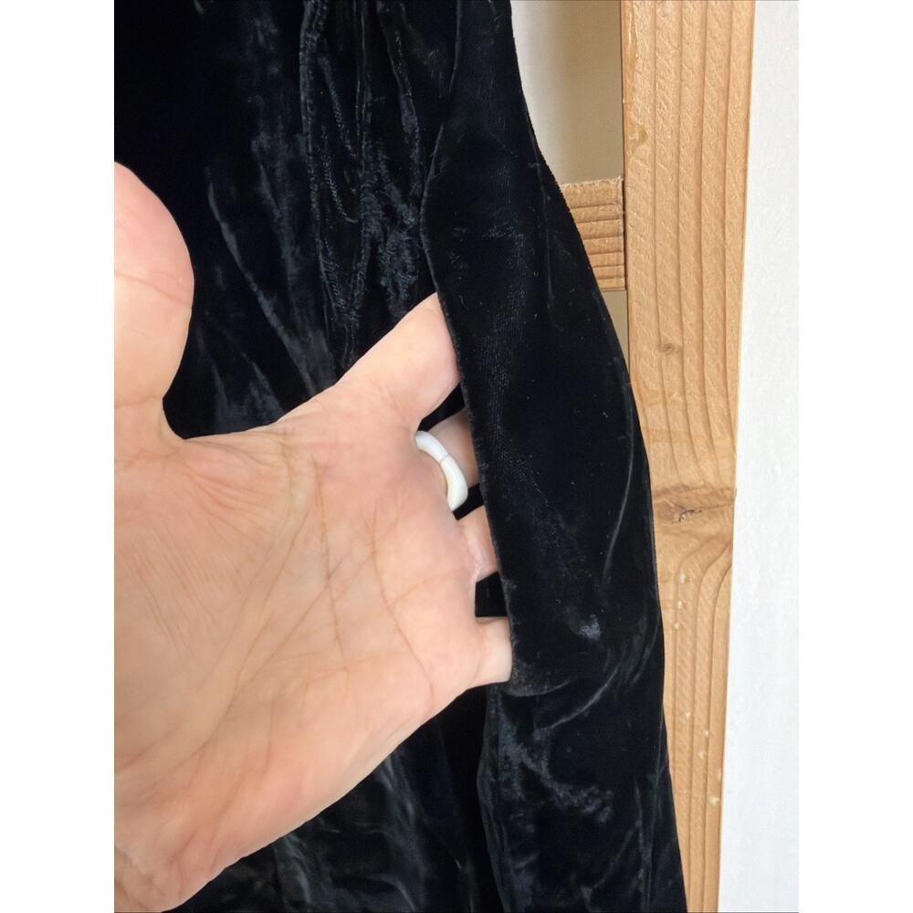 Vintage British Khaki Black Velvet Straps Button Up Maxi Dress #1454 Size 12 - Picture 6 of 9